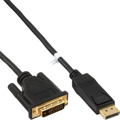 Produktbild von InLine DisplayPort zu DVI Konverter Kabel, schwarz, 2m, 2 m, DVI-D, DisplayPort, Männlich, Männlich, Schwarz