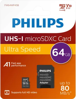 Produktbild von Philips MicroSDXC 2-Pack    64GB Class 10 UHS-I U1 incl. Adapter