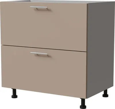 Produktbild von Schubladenunterschrank BRERRA 80cm HETTICH Vollauszug Farbe wählbar BR-D2A/80/1A,RAL 1016 graubeige Matt,grau
