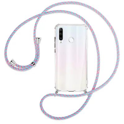 Produktbild von Handykette Backcover-Schutzhülle mit Band (Metall silberfarben) für Huawei P30 Lite - pink/mint