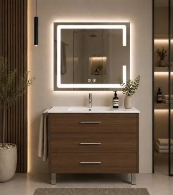 ORIGEN BATH RIBERA Badmöbel mit Waschbecken 90x45 cm, Tea-Esche