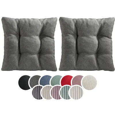 Image de sleepling - Lot de 2 coussins de chaise, coussin d'assise, tissu d'ameublement doux, 38 x 38 cm, 7 cm, gris clair