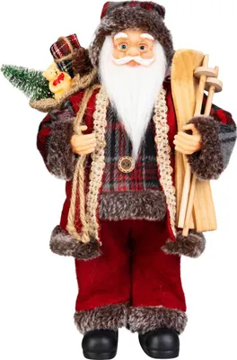 Produktbild von Dekoration MagicHome Weihnachten, Weihnachtsmann, mit Geschenk, rot, 30 cm