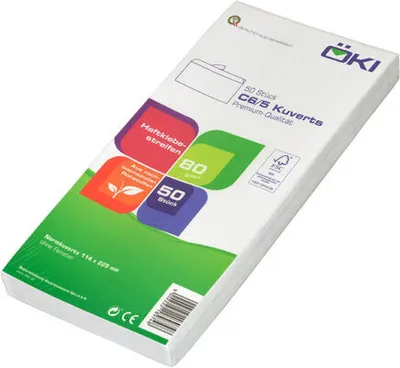 Produktbild von 250x ÖKI Kuvert C6/5 114x229mm weiß 80 gr. Haftstreifen