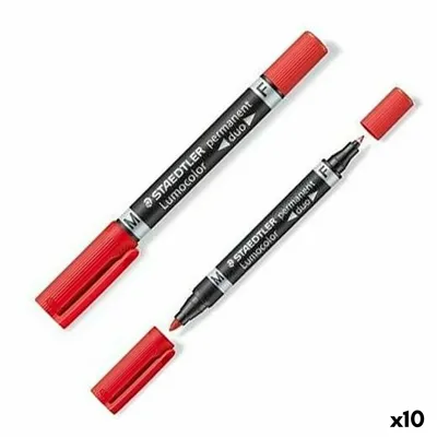 Image de STAEDTLER Zweispitzmarker Lumocolor perm rot 10 Stück
