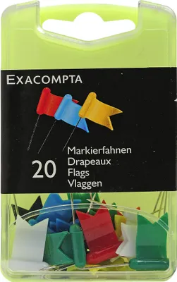 Produktbild von Exacompta Blisterbox mit 20 Stück Markierfahnen, Spitze 16mm - sortiert - 14099E