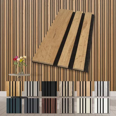 Produktbild von HEXIM Akustikpaneele Holz Musterstück Mila - flexible Wandpaneele Wanddeko Holzpaneele Wand Kombipaneel Wandverkleidung innen Schalldämmung Akustikfilz braun Pecan