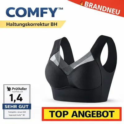 Obrázok produktu pre Comfy™ Podprsenka na korekciu držania tela bez kostíc Dámska podprsenka s oporou Komfortná podprsenka Push-Up Support Bra: Čierna / XL