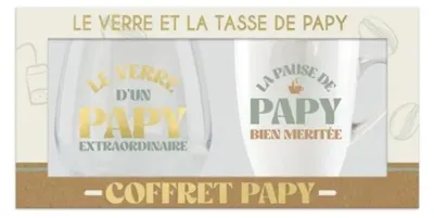 Produktbild von Geschenkset mit Glas und Tasse für den Opa