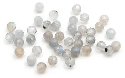 Produktbild von Vintageparts facettierte Perlen natürlicher Labradorit grau 3 mm, 40 Stück
