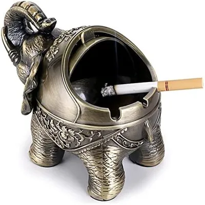 Produktbild von Windfester Vintage Metall Elefant Aschenbecher mit Deckel Drinnen und Drau?en,Aschenbecher fš¹r Draussen,Schreibtisch Nachbildung fš¹r Bš¹ro Wohnzimmer Bar