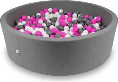 Produktbild von Trockenbecken 130x40cm grau mit 700 Bällen: weiß, grau, rosa