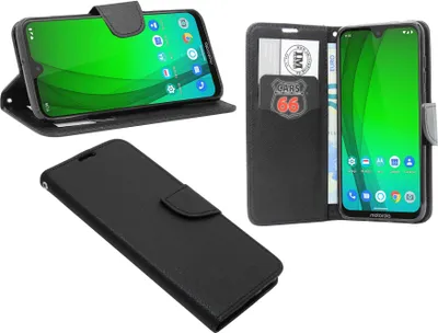 Obrázok produktu pre cofi1453® Book case "Fancy" kompatibilný s MOTOROLA MOTO G7 puzdro na mobilný telefón peňaženkové puzdro ochranný kryt s funkciou stojana, slot na kartu čierny