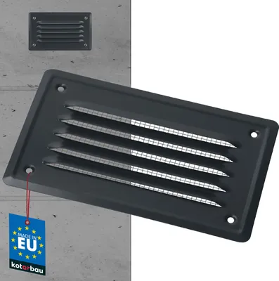 Zdjęcie produktu dla KOTARBAU® Kratka wentylacyjna 165x100 mm Kratka wywiewna Wkrecana Malowana Wentylacja kominowa Jasny antracyt Siatka przeciw owadom odporna na korozje