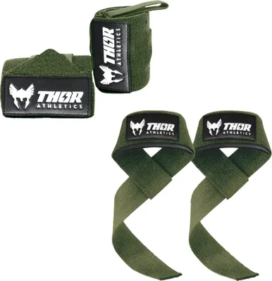 Produktbild von Hebebänder & Handgelenkbandagen 60cm (flexibel) - Kombinationspaket - Armeegrün