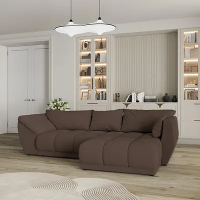 Produktbild von Masseno Ecksofa ORENTI R-S mit Schlaffunktion L-Form, Sofa mit Bettkasten, Wohnzimmersofa, Couch, Soffa, Bettsofa, Couchgarnitur- Braun, QUELLE 25