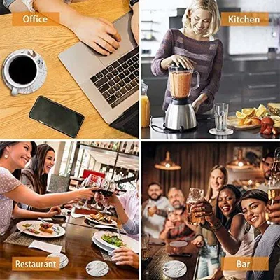 Immagine prodotto di Sottobicchieri assorbenti per bevande, con base in sughero, set da 6 con elegante supporto