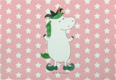 Produktbild von Mr. & Mrs. Panda Glasschneidebrett Einhorn Joker - Rot Pastell - Geschenk, Schneidebrett, vesperbrett, Mittelalter, Unicorn, schneidbrett, Hofnarr, Einhörner, Gaukler