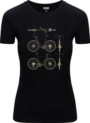 Produktbild von Diarbo Damen T-Shirt mit Blaupausen Druck Fahrrad-Blaupausen Schwarz Gr.M