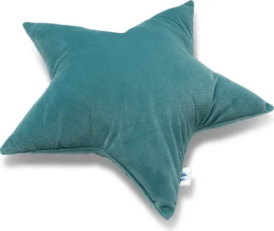 Produktbild von Pepi Kuschelkissen in Sternenform - Handgenäht Antiallergenes Sternkissen 50×50 cm weiches Kinderkissen Dekokissen für Babys Plüschstern Star Emerald