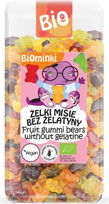 ŻELKI MISIE BEZ ŻELATYNY BEZGLUTENOWE BIO 400 g - BIOMINKI