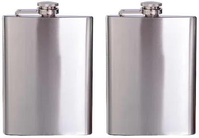 Productafbeelding van Flacon - Zakflacon - Flacon - Platvink - 200 ml - Roestvrij staal - 2 stuks - Drinkfles - CHPN