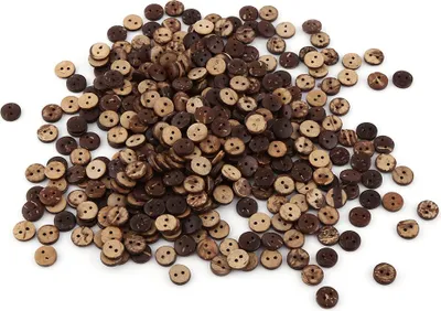 Immagine prodotto di Bottoni di decorazione per scrapbooking, bottoni di cucito artigianali a 2 fori, guscio di noce di cocco 400pcs marrone naturale per abbigliamento resistente