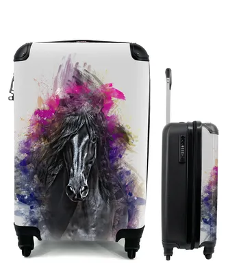 Obrázek produktu pro Kufr Příruční zavazadlo na kolečkách Malý cestovní kufr na 4 kolečkách Horse - Black - barevné provedení - Velikost kabiny < 55x40x23 cm a 55x40x20 cm