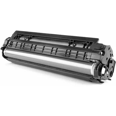 A black toner cartridge is shown against a white background.