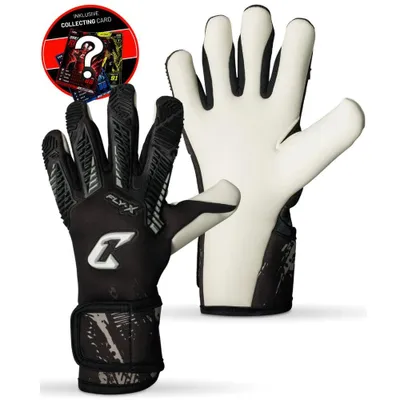Produktbild von CATCH & KEEP FLY-X Torwarthandschuhe Kinder mit 4 mm Mega Grip Größe 4 | Fußballhandschuhe mit Hybrid-Schnitt, Memory-Schaum & Punching-Zone | Schwarz