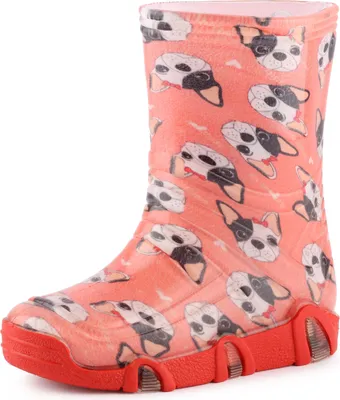 Produktbild von Ladeheid Kinder Mädchen Jungen Gummistiefel Gefüttert SwkBW (Pink Hunde, 25/26)