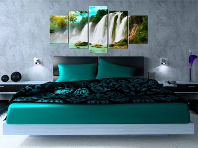 Produktbild von Akustikbild Natur 200x100 cm Bilder Akustikschaum Hochleistungsschallabsorber Schallschutz Leinwand 5 tlg Wandbild Raumakustik Schalldämmung 030212-84