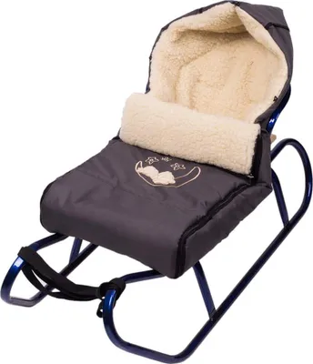Produktbild von Holzschlitten Kinderschlitten aus Buchenholz Rückenlehne inkl. Zugseil + Winterfußsack Schlittensack 40 x 90 cm Fußsack Schlitten Kinderwagen (Anthrazit)