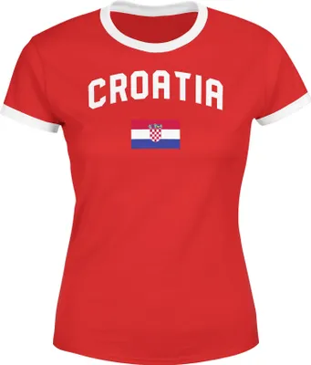 Produktbild von Damen WM-Shirt Kroatien Croatia Hrvatska WM Fußball Weltmeisterschaft 2018 World Cup Moonworks® rot-weiß M