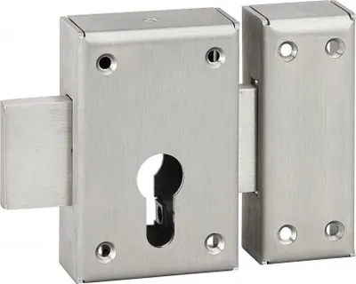 Image de Boitier de verrou double entrée Inox pour porte d'entrée à cylindre, inox - THIRARD