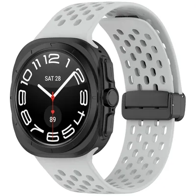 Obrázek produktu pro Pro Samsung Galaxy Watch Ultra 47mm Silicone Design Magnetic Buckle Replacement Arm Band Grey