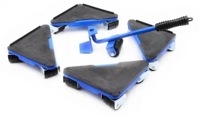 Produktbild von GEKO | Möbel Transportroller Set, 300KG, 5tlg, 4 Möbel Roller + Lastenheber, Umzugshelfer Möbeltransportrollen, Möbelheber Set, Möbelroller Set