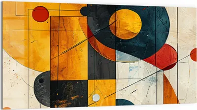 Produktbild von DEQORI Glasbild Echtglas 100x50 cm 'Geometrischer Farbzauber' Wandbild Bild modern Deko