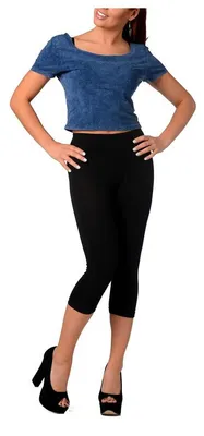 Produktbild von Leggings 3/4 Hoher Bund Baumwolle; Dunkelblau S/36