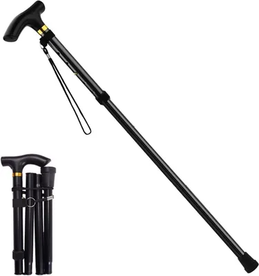 Produktbild von Faltbarer Wanderstock - Zusammenklappbarer Stock - Für sicheres Wandern - Höhenverstellbar - 84-95 cm - Schwarz