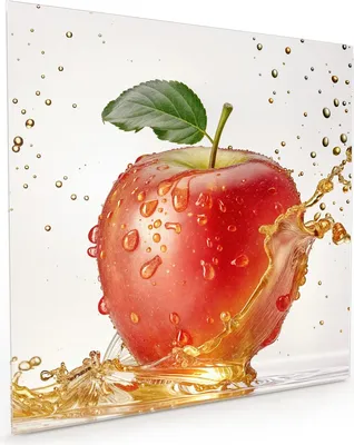 Produktbild von Küchenrückwand Spritzschutz Glas mit Motiv Spritziger Apfel 40 x 40 cm