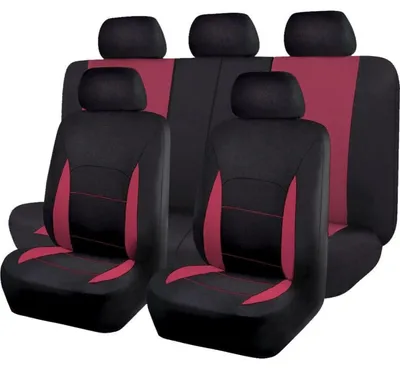 Productafbeelding van Autostoelenhoezen, universeel, set, bordeauxrood & zwart, complete set