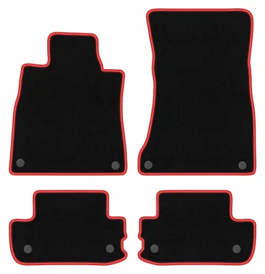Image de Tapis de sol en moquette pour Mercedes S W222 2013- (coupé) – jeu 4 pièces, noir/rouge, sur mesure – Wielganizator CARLUX