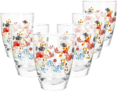 Immagine prodotto di 6x bicchieri Marie 220ml H10.5cm Bicchieri da succo Bicchiere da soda Acqua Soft drink Fiori