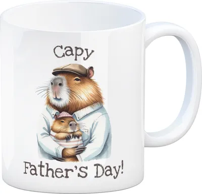 Produktbild von Capybara-Papa Aquarell-Optik Kaffeebecher mit Spruch Capy Father's Day