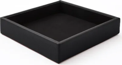 Produktbild von Taschenleerer Echtes Leder Schwarz cm 16.5 x 16.5 x H.3.5 - Schreibtisch Organizer Ablageschale - Hergestellt in Italien