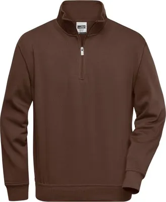 Produktbild von James & Nicholson Sweatshirt Workwear Half Zip braun Größe S