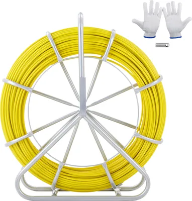 Obrázek produktu pro SucceBuy Fish Tape Fibreglass, 1/4 palce, 425 stop, stahovák kabelů, kabelový stahovák s ocelovým stojanem, 3 tahací hlavy, nevodivé rybářské nářadí pro stěny a elektrické kabely