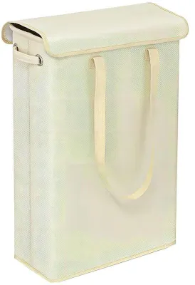 Immagine prodotto di Borsa da bagno compatta con coperchio, capacità 45 litri, borsa da bagno compatta con manico, borsa da bagno e da camera da letto pieghevole e impermeabile, piccola borsa da bagno beige