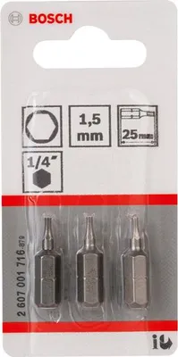 Produktbild von Schrauberbit Extra-Hart HEX 1,5, 25 mm, 3er-Pack